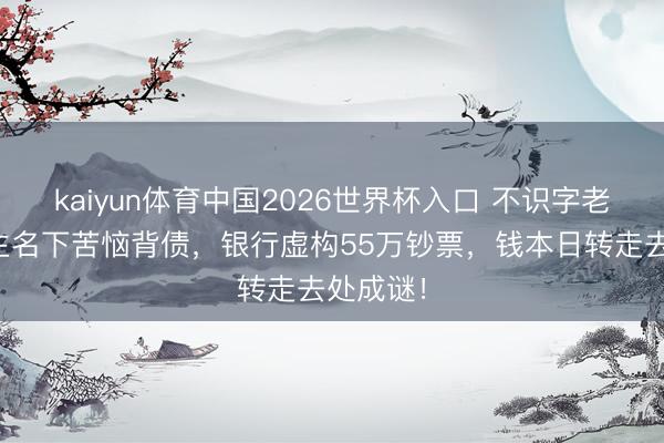 kaiyun体育中国2026世界杯入口 不识字老东说念主名下苦恼背债，银行虚构55万钞票，钱本日转走去处成谜！