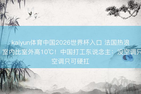 kaiyun体育中国2026世界杯入口 法国热浪致7死，室内比室外高10℃！中国打工东说念主：没空调只可硬扛