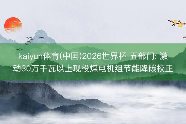 kaiyun体育(中国)2026世界杯 五部门: 激动30万千瓦以上现役煤电机组节能降碳校正