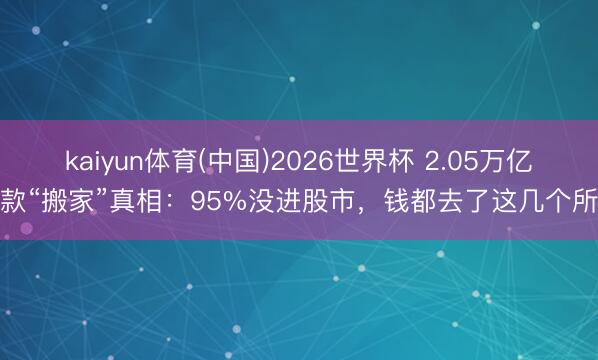 kaiyun体育(中国)2026世界杯 2.05万亿入款“搬家”真相：95%没进股市，钱都去了这几个所在